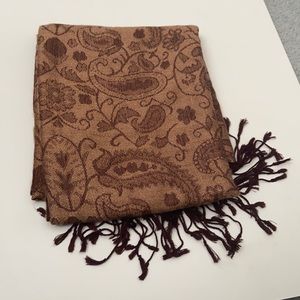 Women’s Brown and Black Paisley Scarf Shawl Wrap
